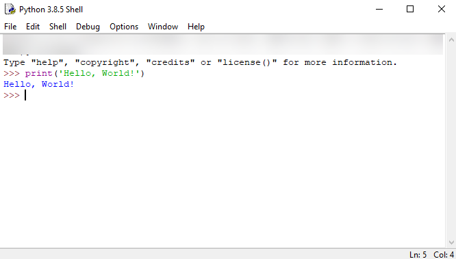 Python Hello World - Executing code