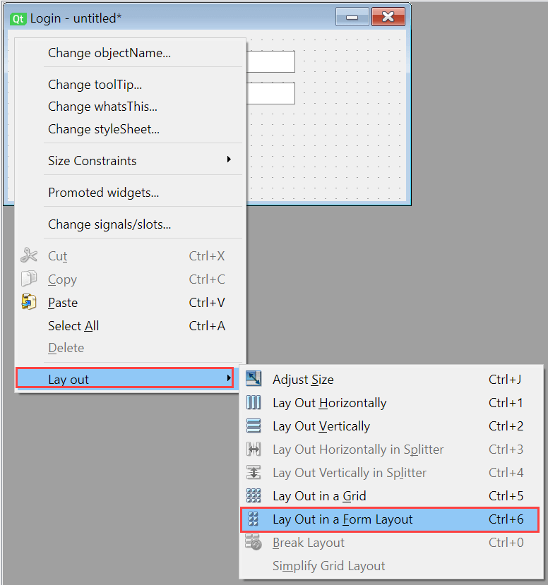 Qt Designer - Set Form Layout