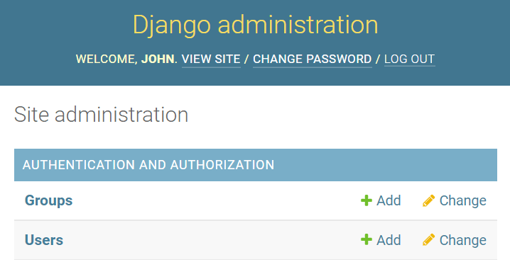django admin page - admin panel