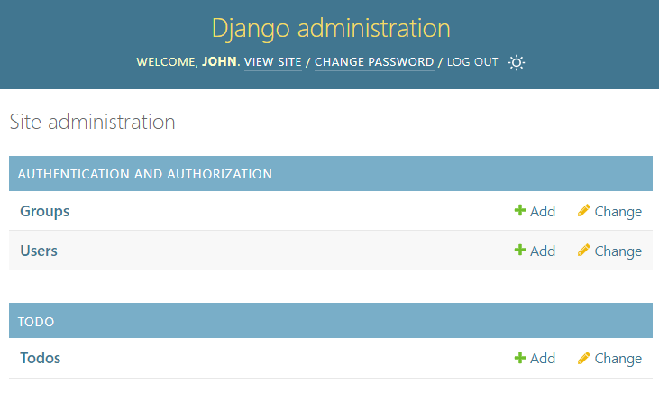 django-rest-api admin site