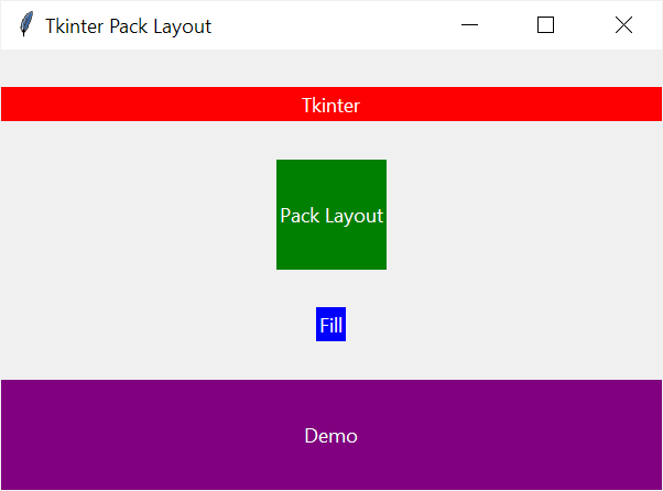 tkinter pack fill demo