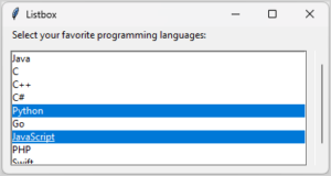 Tkinter Listbox